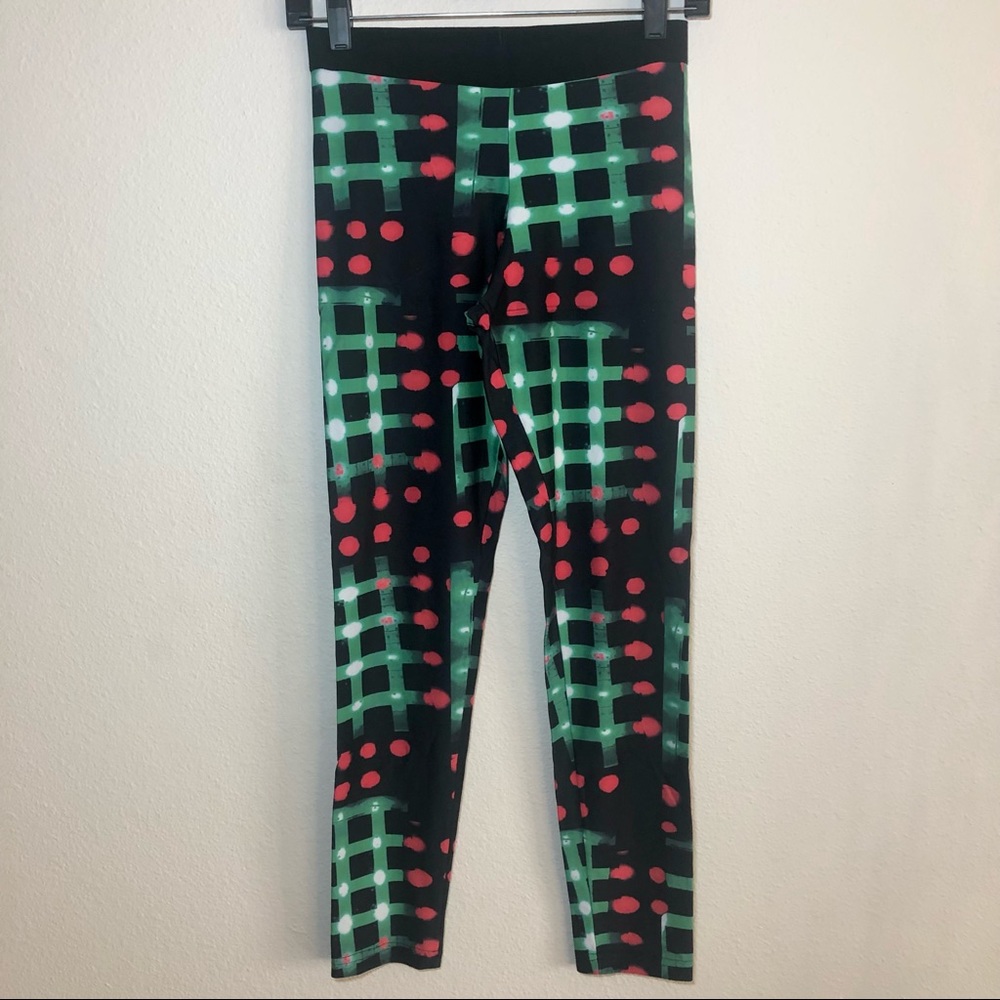 PAROSH Patterned Leggings Green Red Size Small